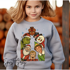 Holiday Movie Characters Kids Sweatshirt | Rudolph, Frosty, Kevin, Buddy, Santa & Grinch Gildan 18000B Sweatshirt