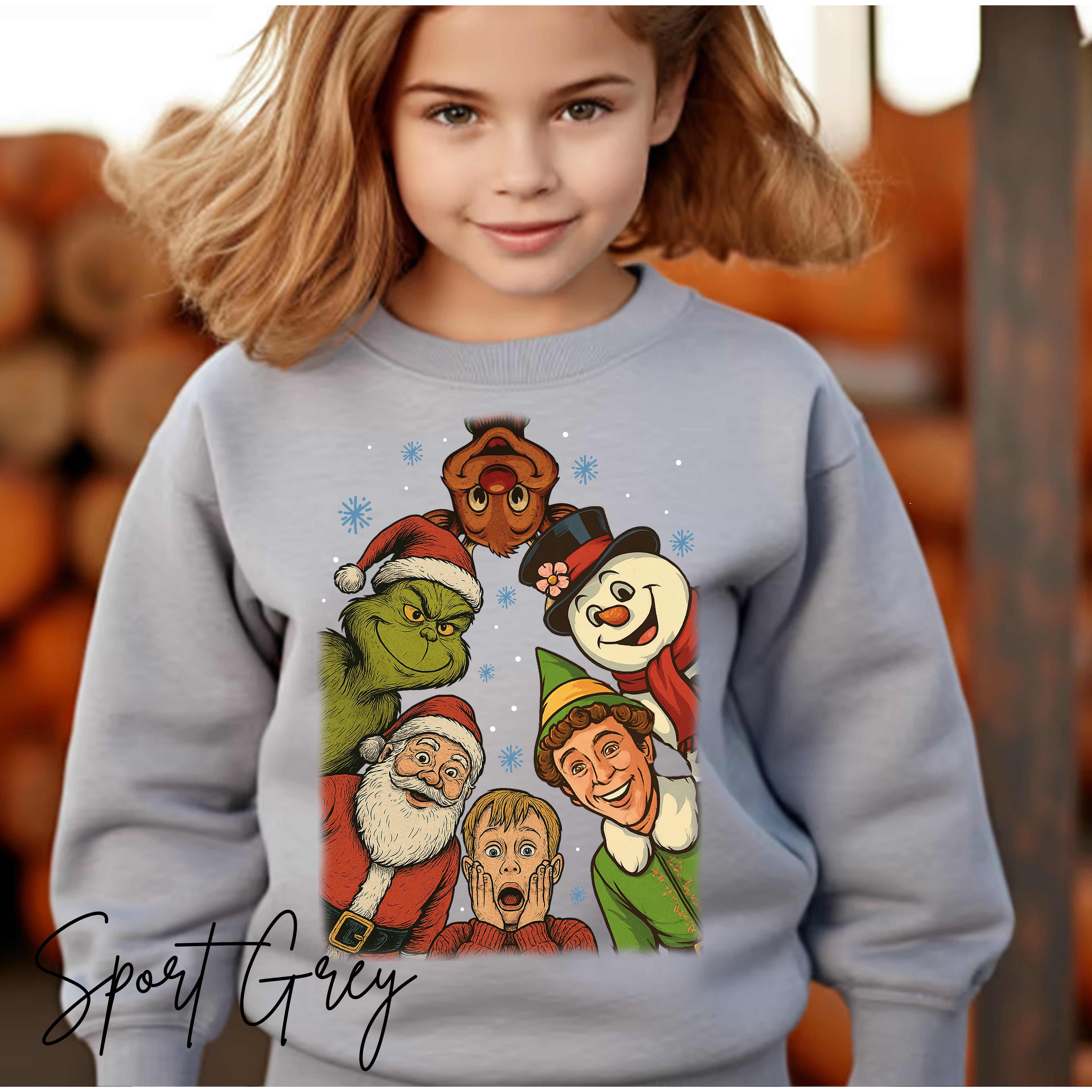 Holiday Movie Characters Kids Sweatshirt | Rudolph, Frosty, Kevin, Buddy, Santa & Grinch Gildan 18000B Sweatshirt
