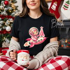 💖🚀🌸Vintage Space Girl Christmas Tee – Bella + Canvas 3001 | Retro Rocket Holiday Cutie T-Shirt 💖🚀🌸