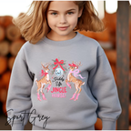 🦌🎄 Kids Giddy Up Jingle Horse Christmas Sweatshirt | Cozy Cowboy Holiday Gildan 18000B Sweatsnhirt