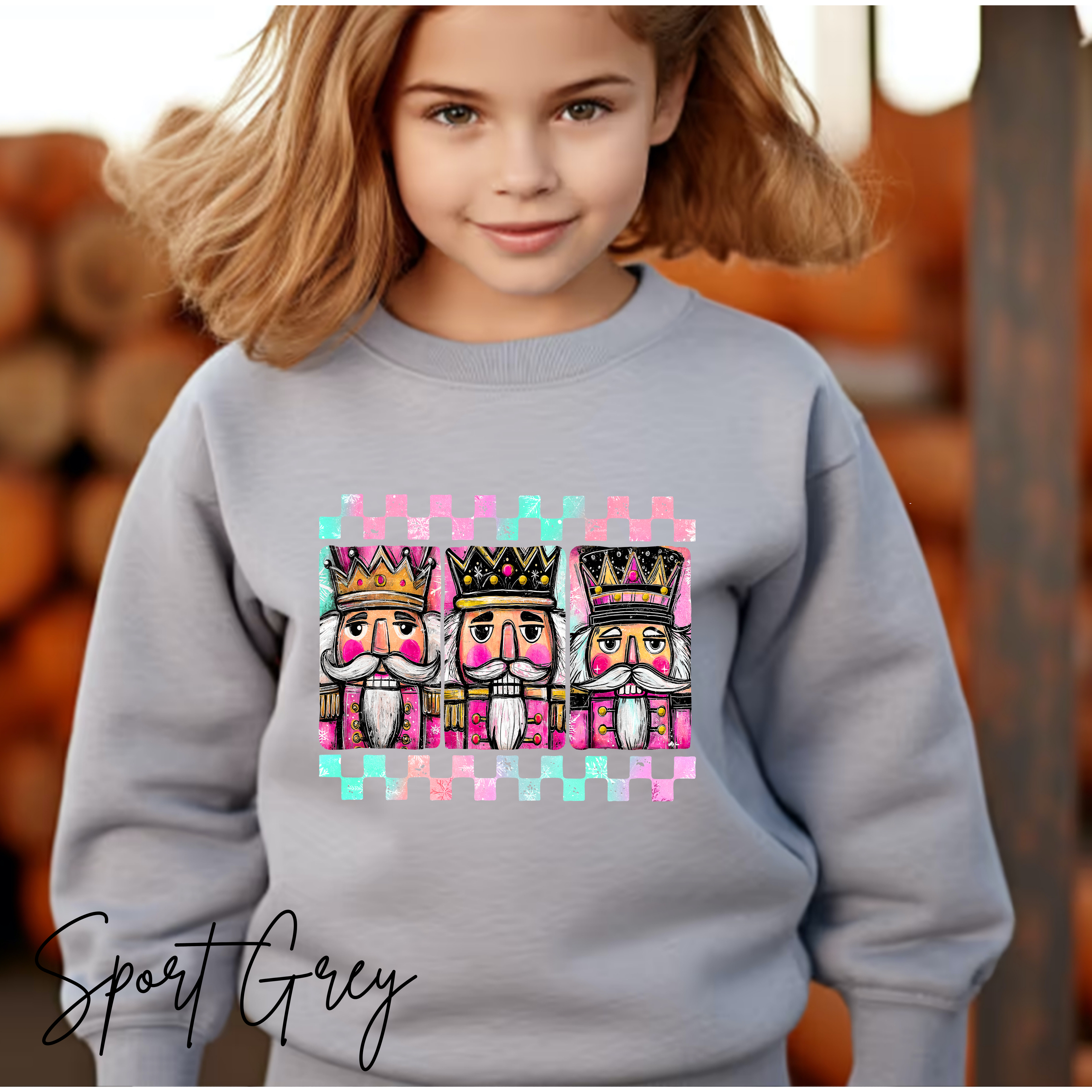 Children’s Christmas Sweatshirt | Watercolor Nutcracker Soldiers Design Gildan 18000B Sweatshirt
