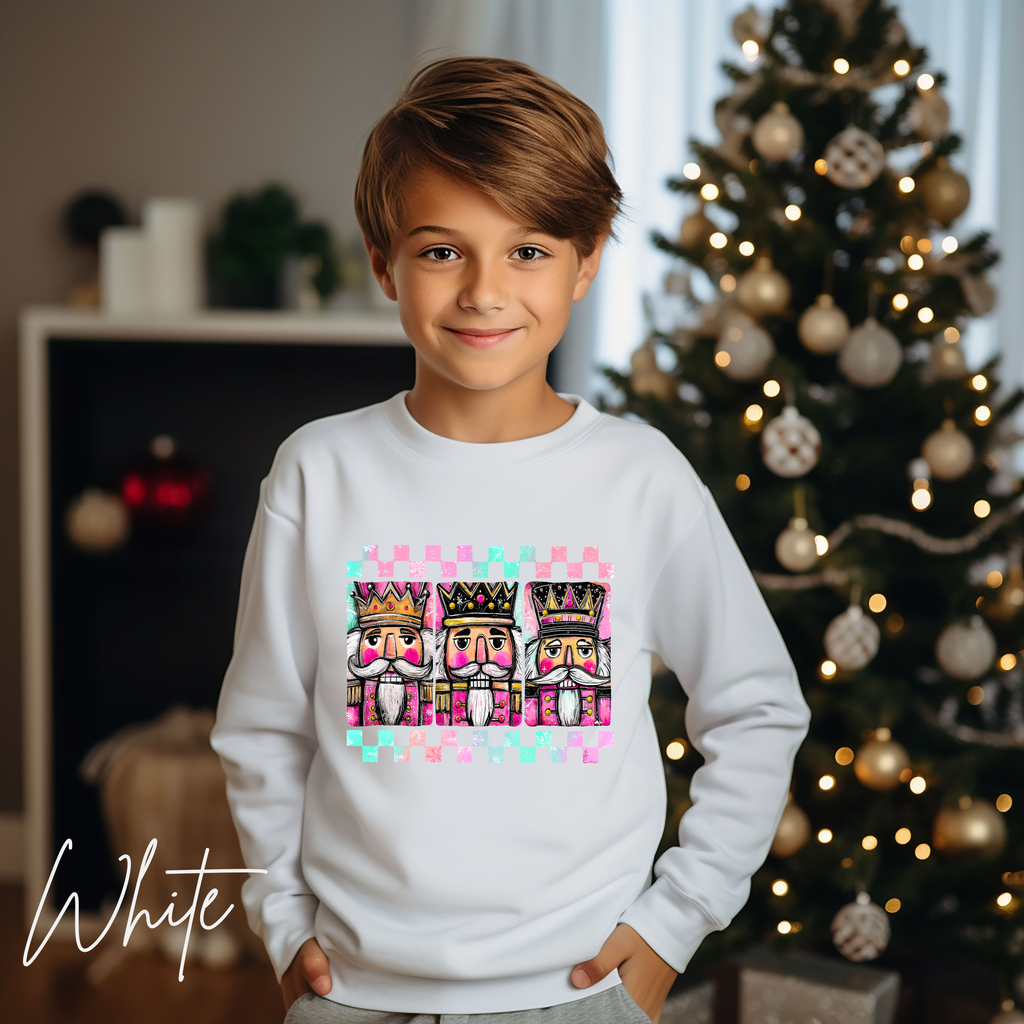 Children’s Christmas Sweatshirt | Watercolor Nutcracker Soldiers Design Gildan 18000B Sweatshirt