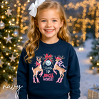 🦌🎄 Kids Giddy Up Jingle Horse Christmas Sweatshirt | Cozy Cowboy Holiday Gildan 18000B Sweatsnhirt