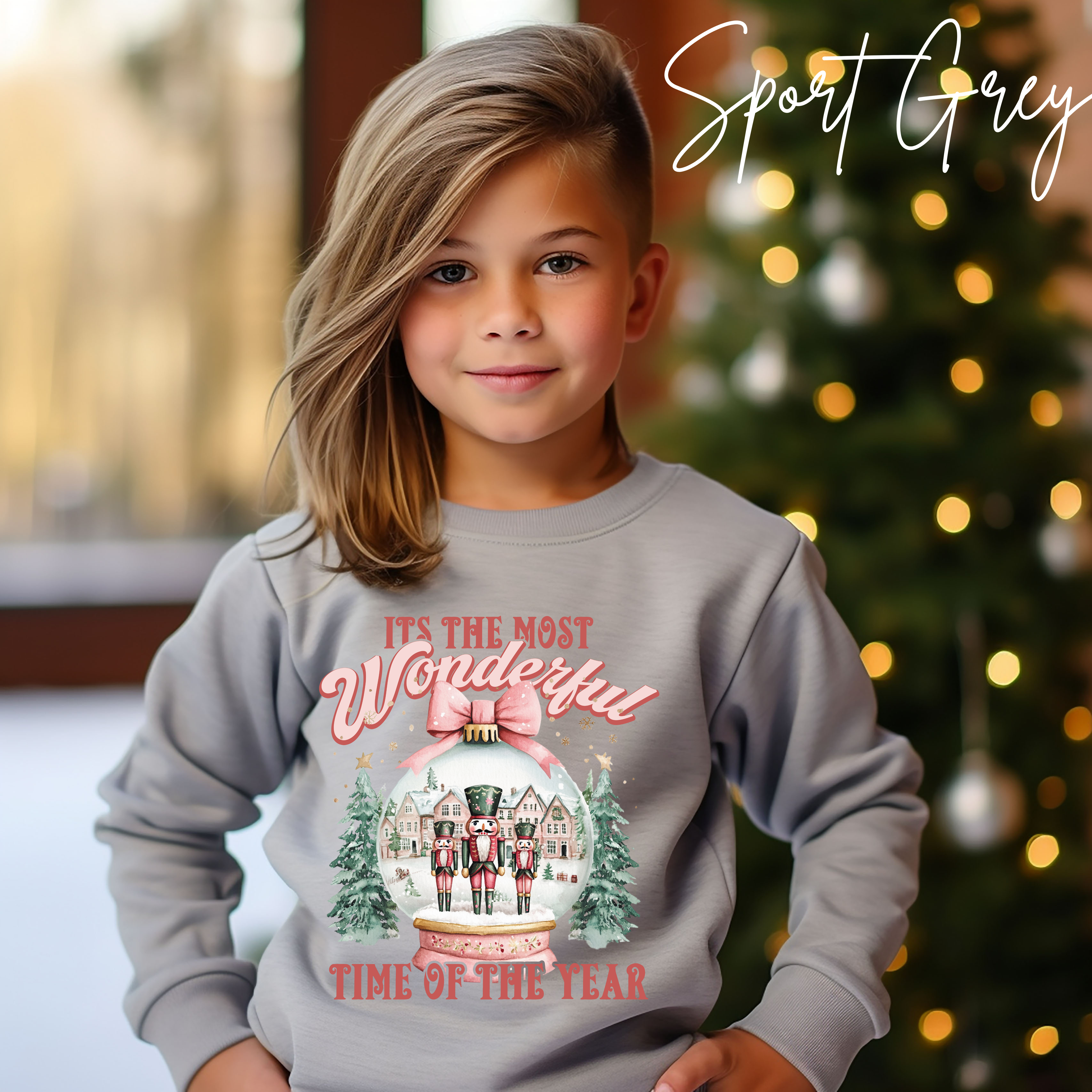 Kids Nutcracker Snowglobe Christmas Sweatshirt | The Most Wonderful Time of the Year Gildan 18000B Sweatshirt