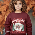 Kids Nutcracker Snowglobe Christmas Sweatshirt | The Most Wonderful Time of the Year Gildan 18000B Sweatshirt