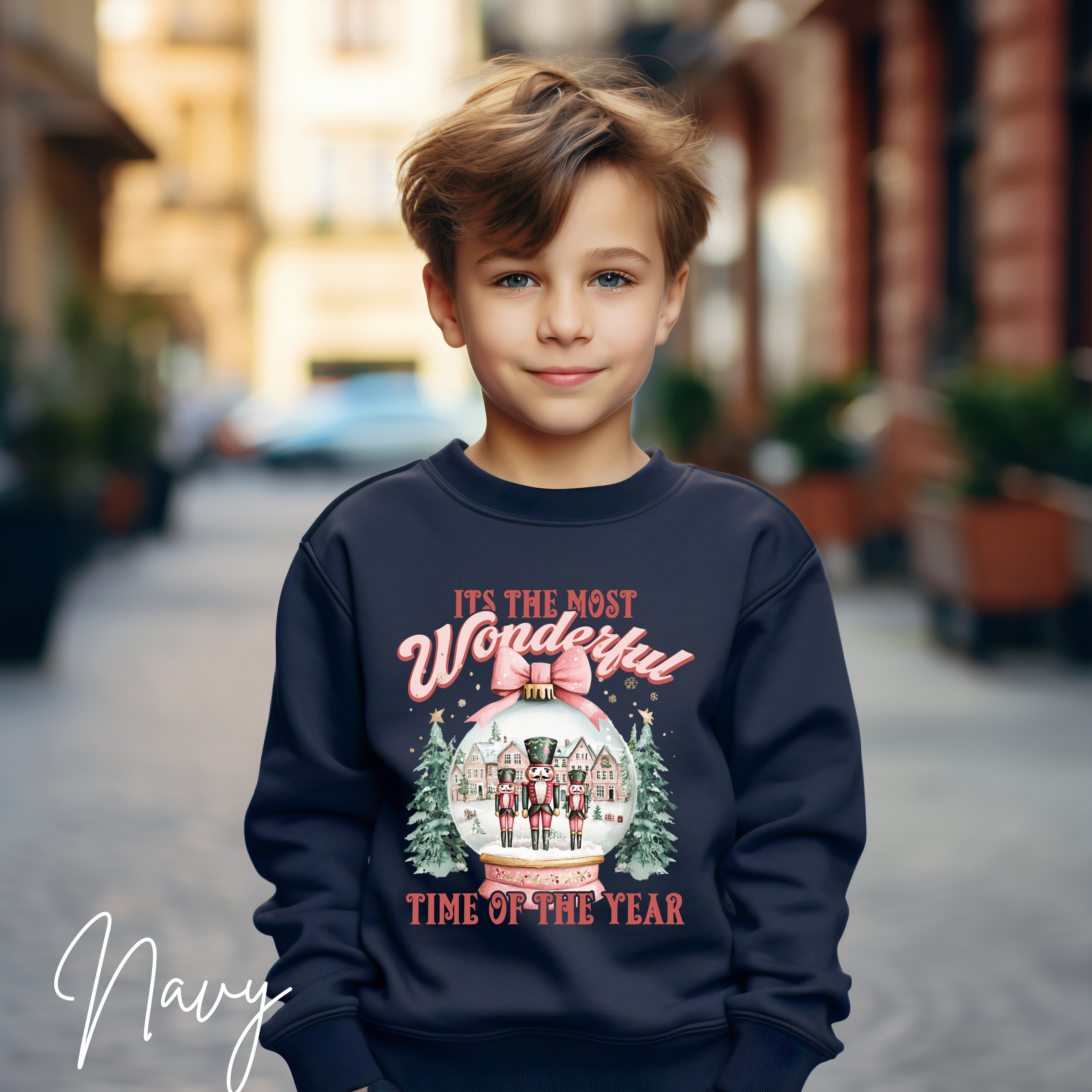 Kids Nutcracker Snowglobe Christmas Sweatshirt | The Most Wonderful Time of the Year Gildan 18000B Sweatshirt