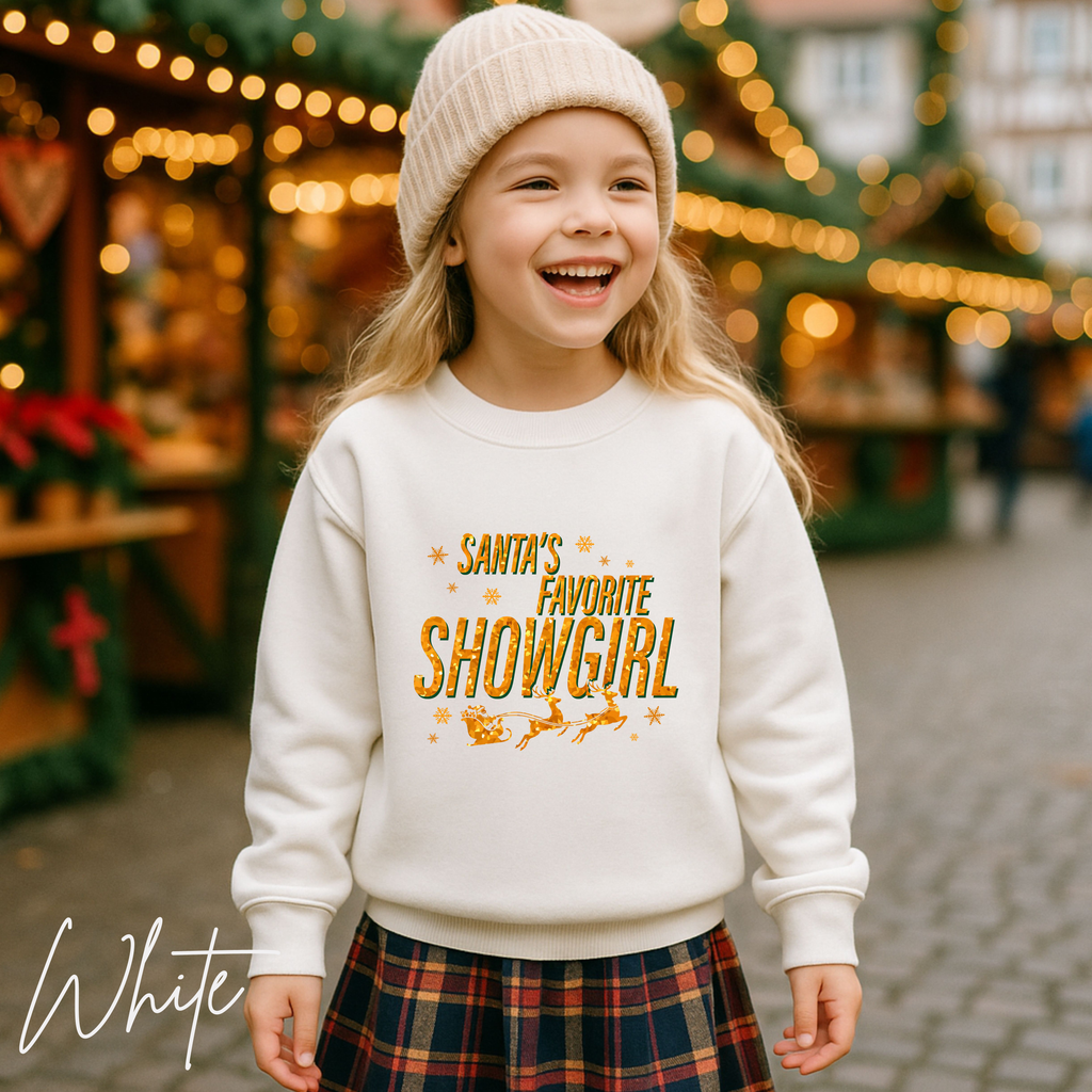 ✨ Santa’s Favourite Showgirl Kids Christmas Sweatshirt | Cozy Holiday Concert Vibes 🎄🌟