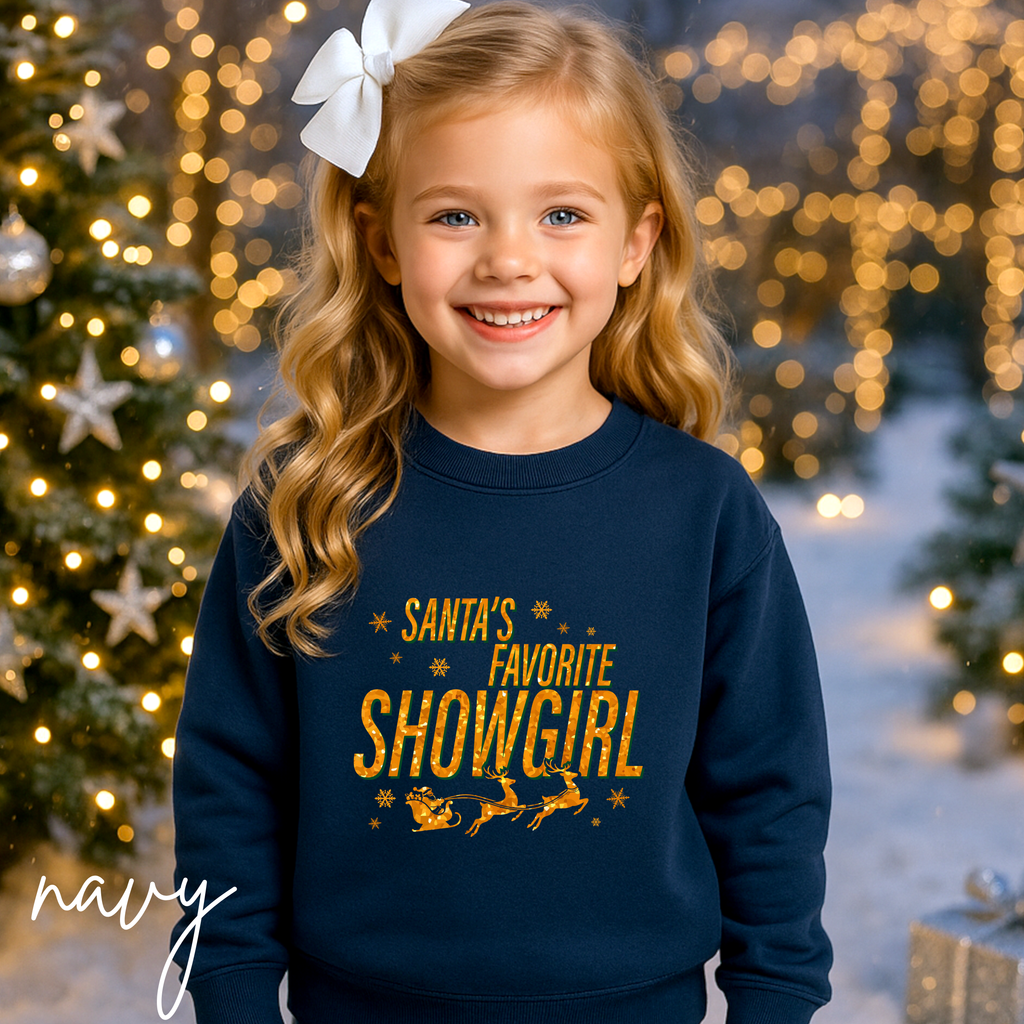 ✨ Santa’s Favourite Showgirl Kids Christmas Sweatshirt | Cozy Holiday Concert Vibes 🎄🌟