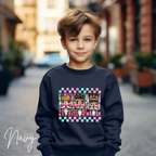 Children’s Christmas Sweatshirt | Watercolor Nutcracker Soldiers Design Gildan 18000B Sweatshirt