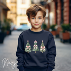 Cute Kids Christmas Sweatshirt | Christmas Tree with Coquette Bows Gildan 18000B Sweatshirt