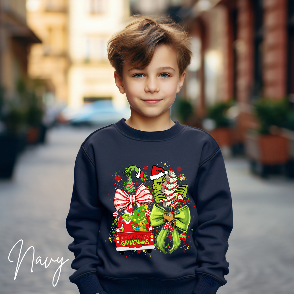 Grinch Christmas Sweatshirt | Merry Grinchmas Holiday Gildan 18000B Sweatshirt