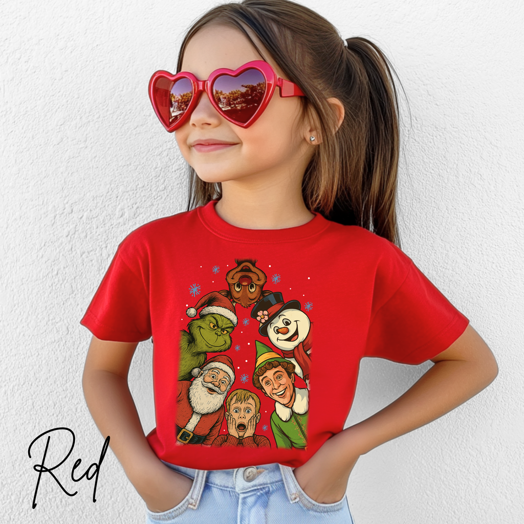 Christmas Squad Kids Tshirt | Classic Holiday Icons Circle Design Bella Canvas 3001Y T-shirt