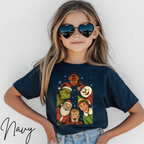 Christmas Squad Kids Tshirt | Classic Holiday Icons Circle Design Bella Canvas 3001Y T-shirt
