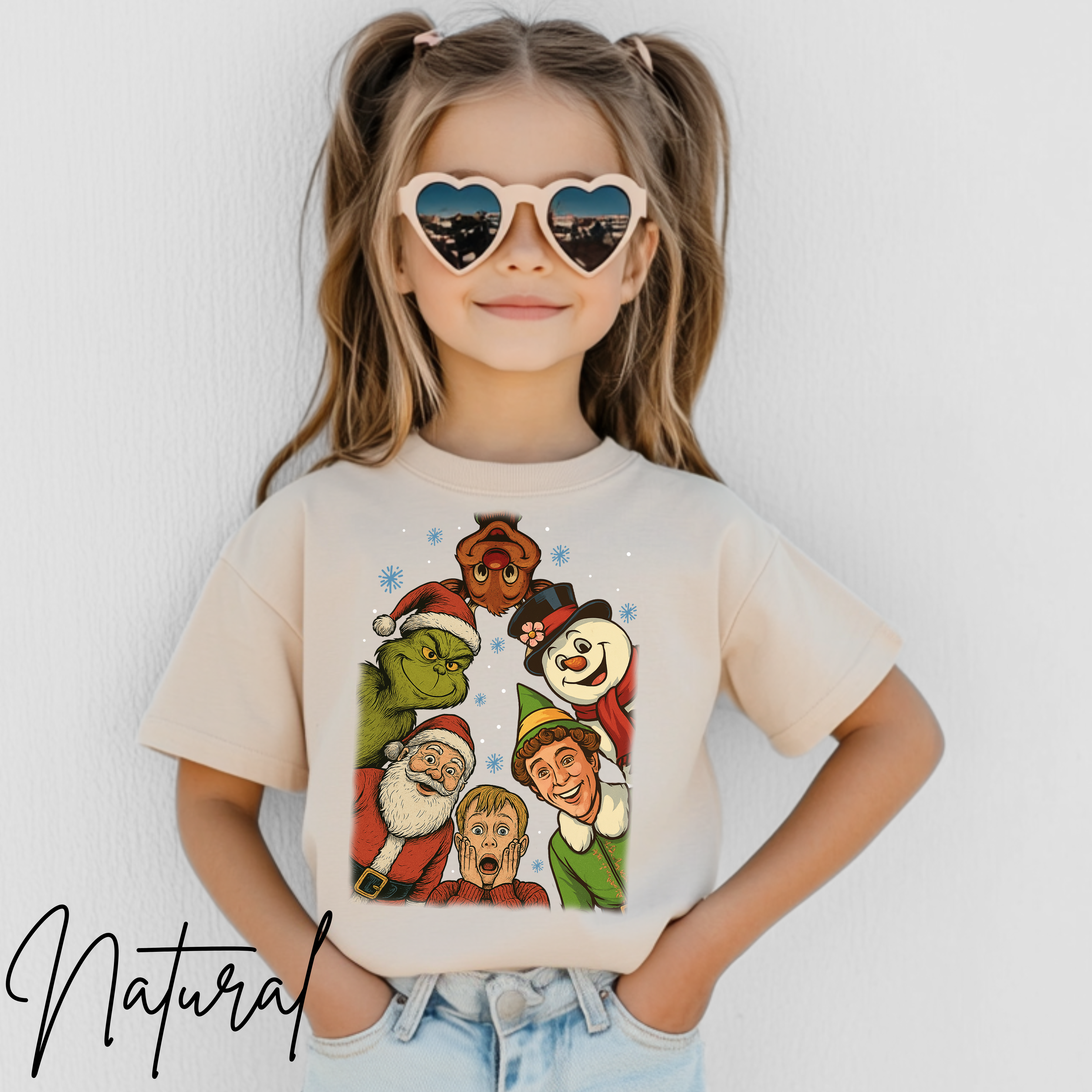 Christmas Squad Kids Tshirt | Classic Holiday Icons Circle Design Bella Canvas 3001Y T-shirt