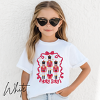 🎄✨ Nutcracker Soldiers Kids Christmas T-Shirt | Festive Holiday Ballet Tee with Ribbon Border Tshirt 🎀💂‍♂️