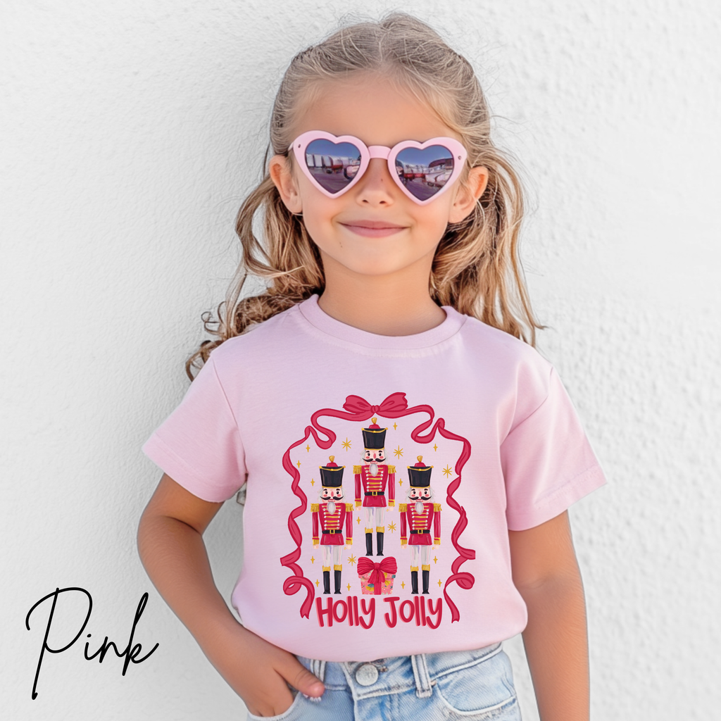 🎄✨ Nutcracker Soldiers Kids Christmas T-Shirt | Festive Holiday Ballet Tee with Ribbon Border Tshirt 🎀💂‍♂️