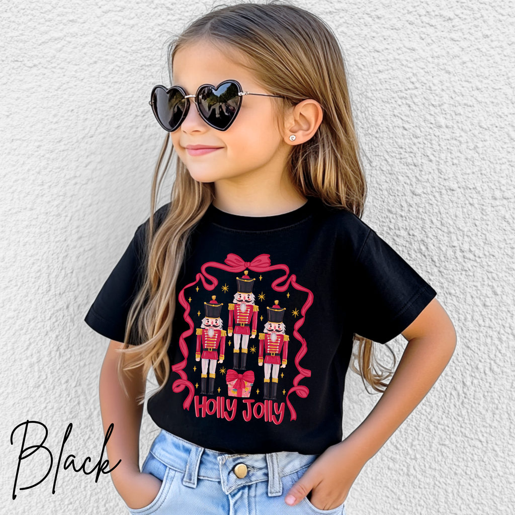 🎄✨ Nutcracker Soldiers Kids Christmas T-Shirt | Festive Holiday Ballet Tee with Ribbon Border Tshirt 🎀💂‍♂️