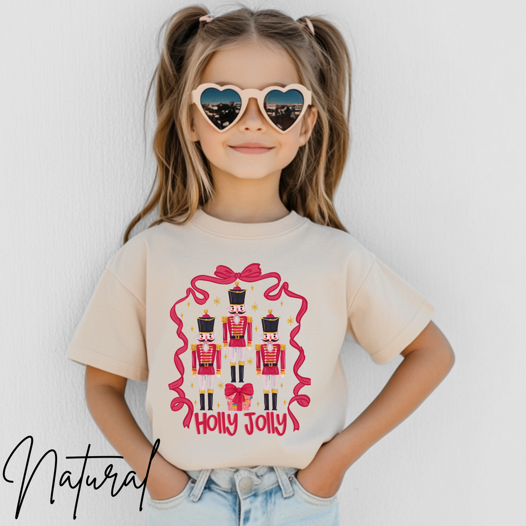 🎄✨ Nutcracker Soldiers Kids Christmas T-Shirt | Festive Holiday Ballet Tee with Ribbon Border Tshirt 🎀💂‍♂️