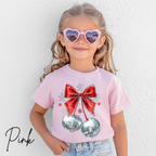 🍒✨ Disco Cherry Coquette Bow Tshirt | Retro Glitter Aesthetic Cozy Trendy Tee 🎀🪩 Bella Canvas 3001Y Tee