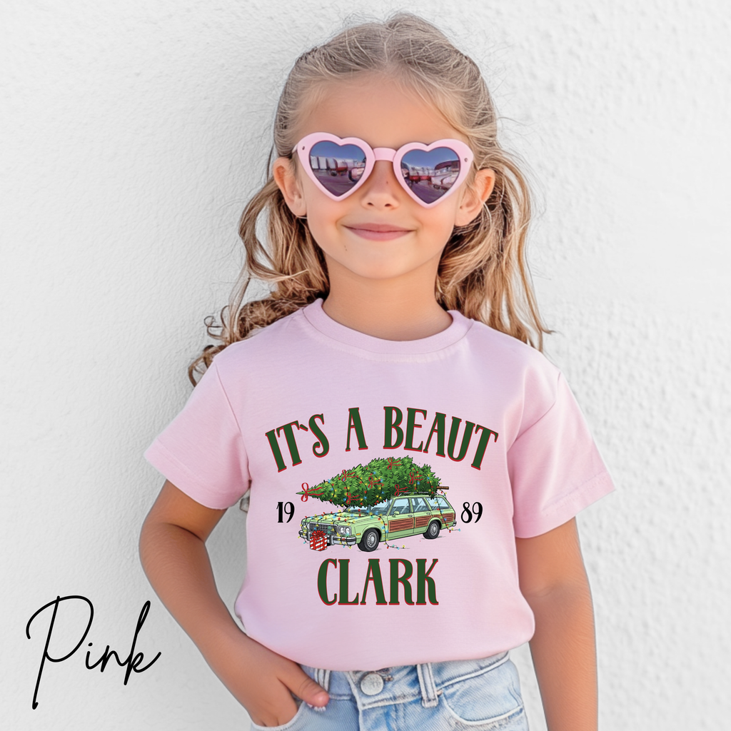 Kids “It’s a Beaut, Clark” Christmas T-Shirt 🎄🚗🎁 | Cute Griswold Wagon Holiday Bella Canvas 3001YTee