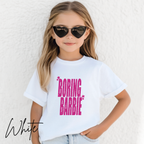 ✨💖 Boring Barbie Kids T-Shirt |Glitter-Style Text Tee Bella Canvas 3001Y for Trendy Little Swifties 🎀🌟