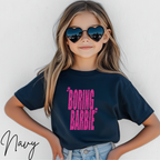 ✨💖 Boring Barbie Kids T-Shirt |Glitter-Style Text Tee Bella Canvas 3001Y for Trendy Little Swifties 🎀🌟
