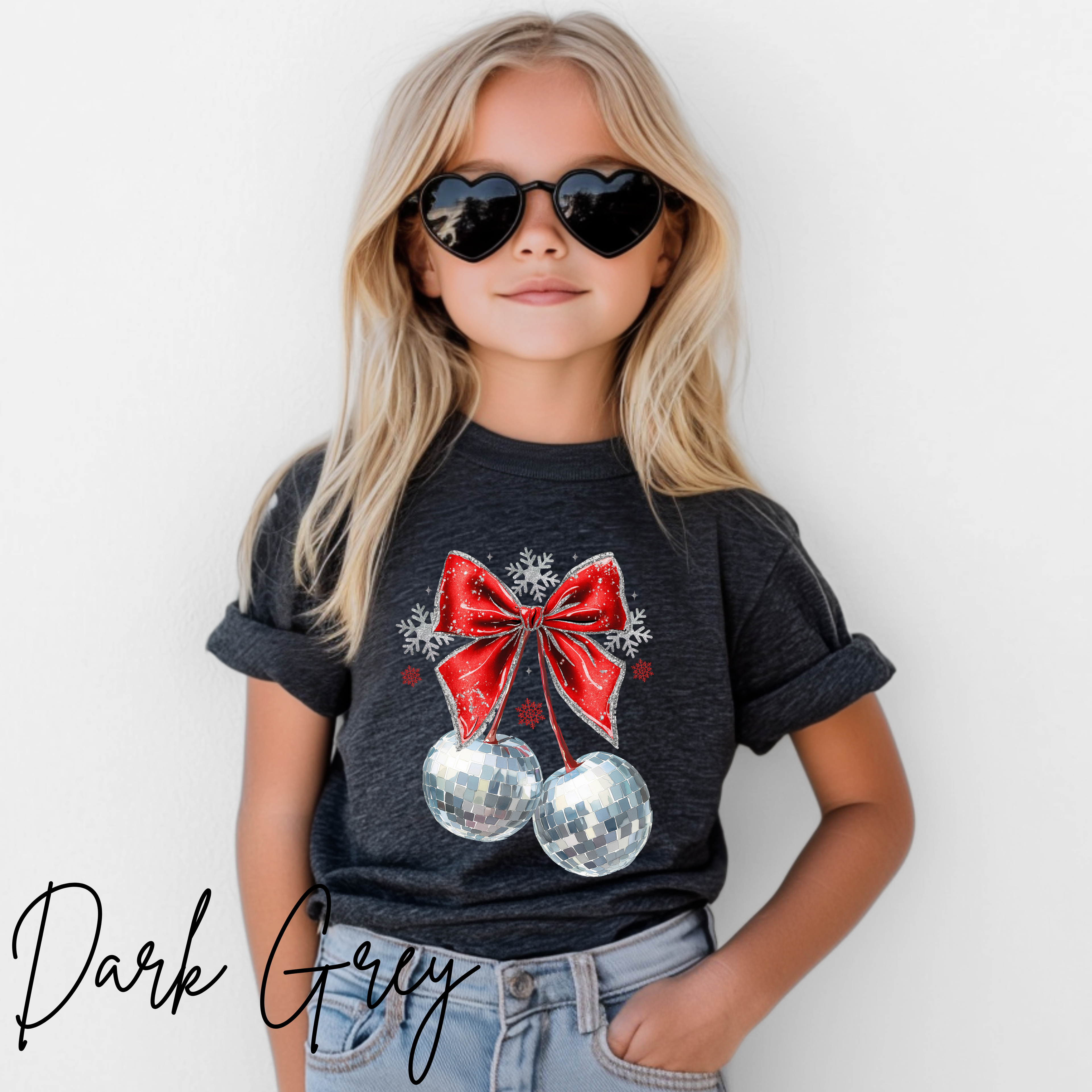 🍒✨ Disco Cherry Coquette Bow Tshirt | Retro Glitter Aesthetic Cozy Trendy Tee 🎀🪩 Bella Canvas 3001Y Tee