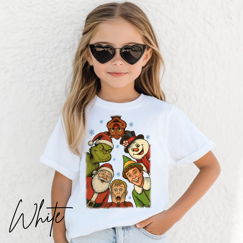 Christmas Squad Kids Tshirt | Classic Holiday Icons Circle Design Bella Canvas 3001Y T-shirt