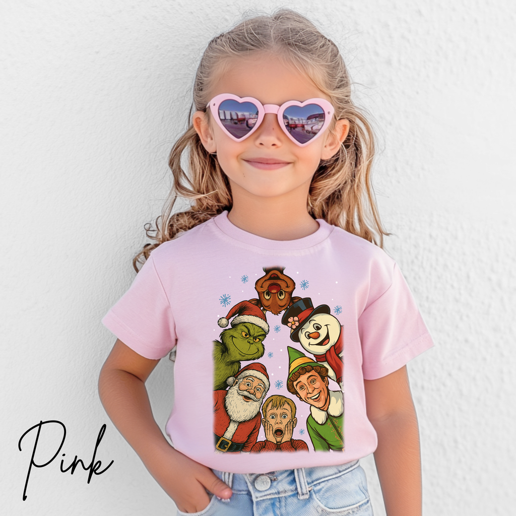 Christmas Squad Kids Tshirt | Classic Holiday Icons Circle Design Bella Canvas 3001Y T-shirt