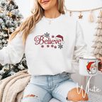 Embroidered Believe Sweatshirt | Minimalist Christmas Gildan 18000 Sweatshirt