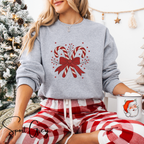 Festive Embroidered Christmas Sweatshirt | Candy Cane Design Gildan 18000 Sweatshirt