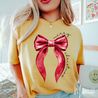 🎀✨ Merry Christmas Coquette Bow T-Shirt | Hand-Painted Look Holiday Aesthetic Tee 🎄💗 Comfort Colors 1717 Tshirt
