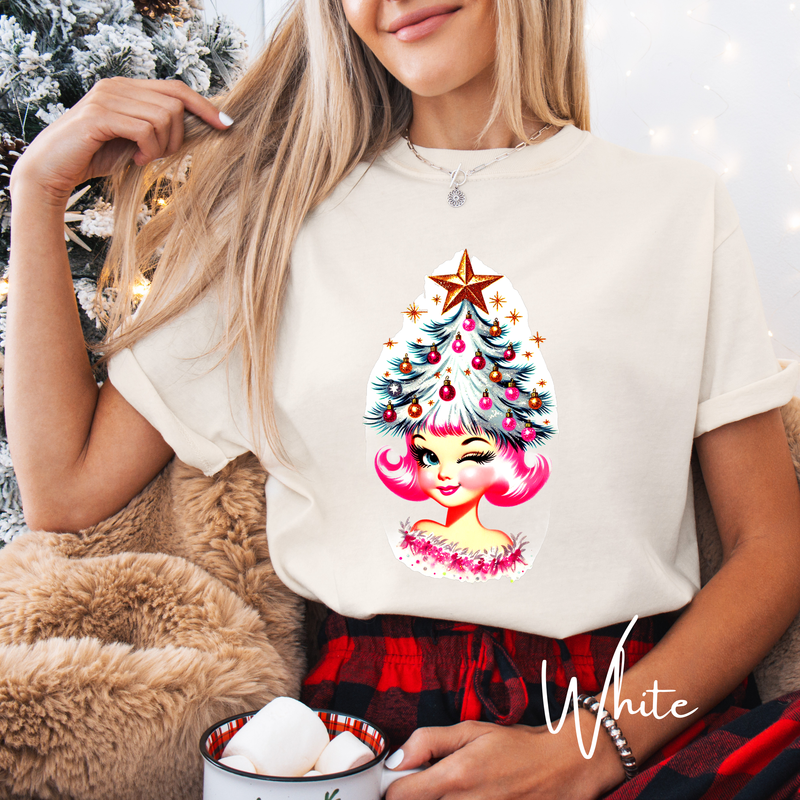 🎄💋 Christmas Tree Cutie Comfort Colors 1717 Tee – Retro Pinup Holiday Shirt • 50s Vintage Christmas Aesthetic Tee