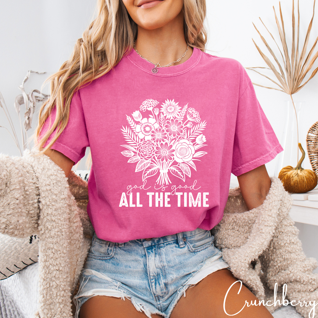🌼 God Is Good All The Time – Floral Christian Tee | Comfort Colors 1717  Tshirt 🌼