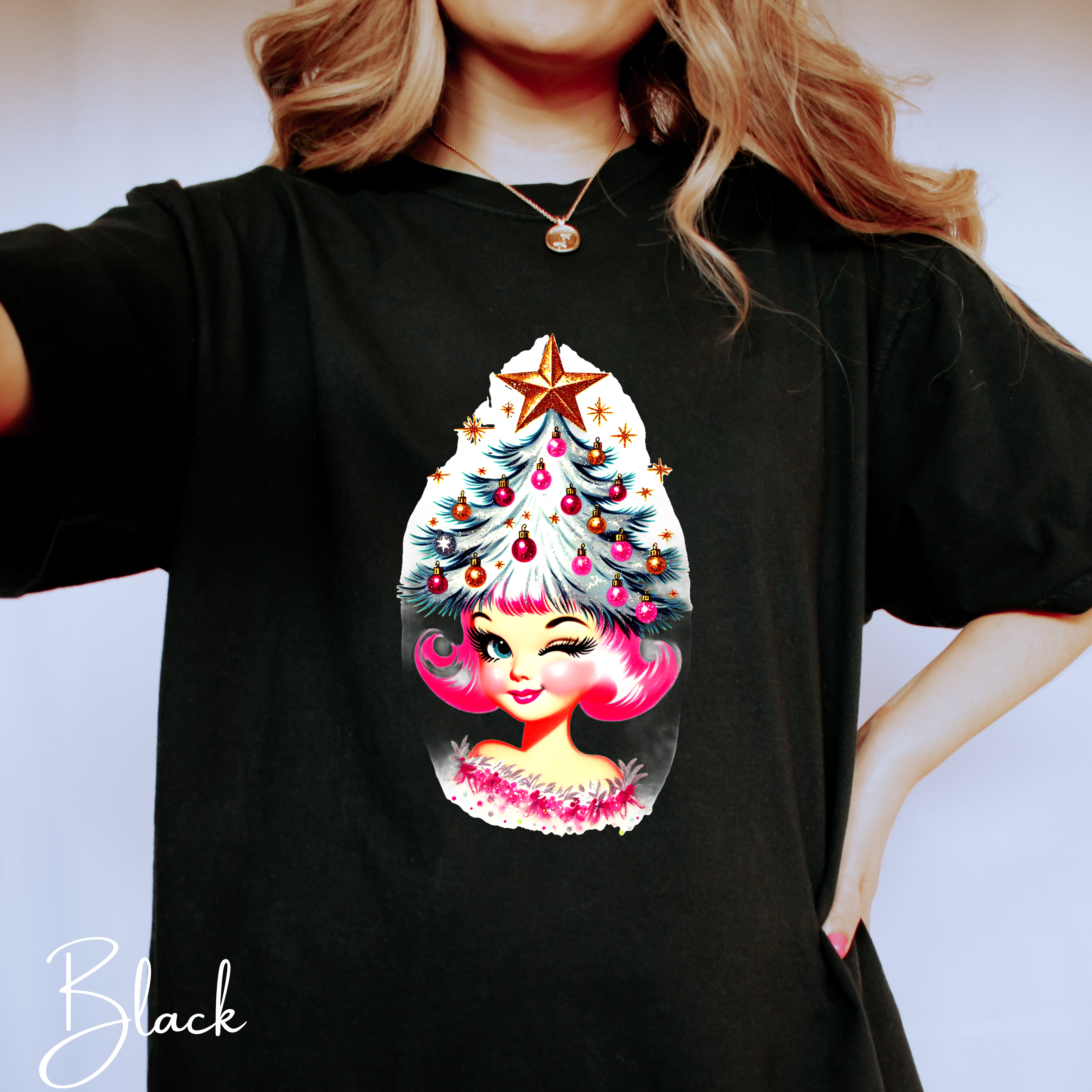 🎄💋 Christmas Tree Cutie Comfort Colors 1717 Tee – Retro Pinup Holiday Shirt • 50s Vintage Christmas Aesthetic Tee