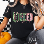 Wicked Varsity Characters Tee 🌟 Comfort Colors 1717 | Elphaba & Glinda Art Letters