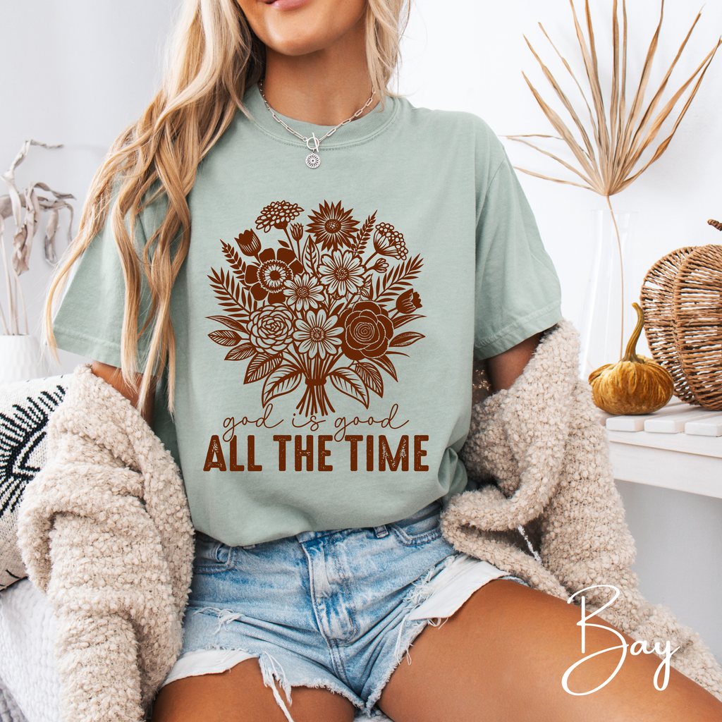 🌼 God Is Good All The Time – Floral Christian Tee | Comfort Colors 1717  Tshirt 🌼