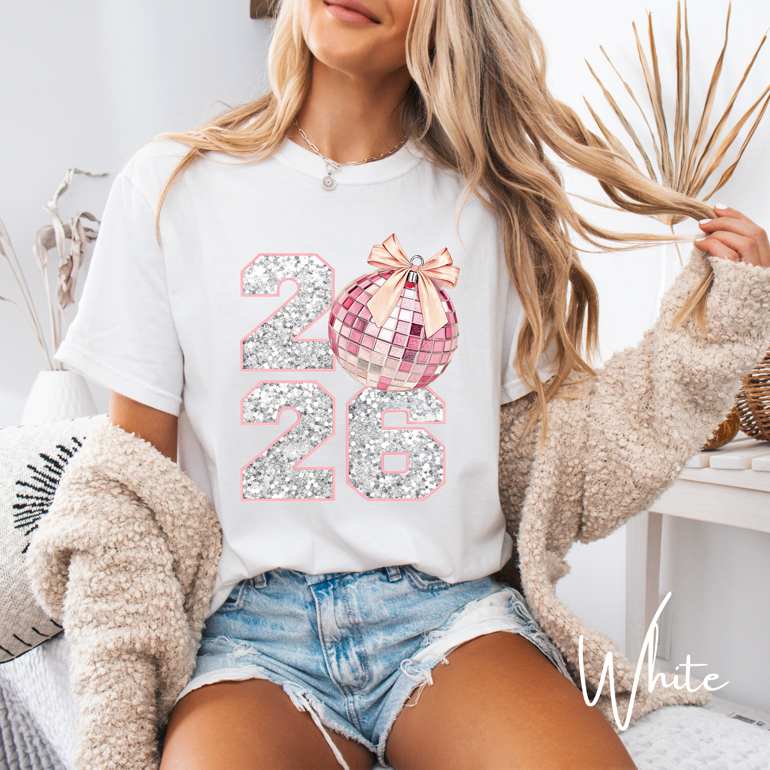 ✨ New Year 2026 Glitter Comfort Colors Tee | Sparkly Disco Ball Graphic ✨