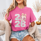 ✨ New Year 2026 Glitter Comfort Colors Tee | Sparkly Disco Ball Graphic ✨