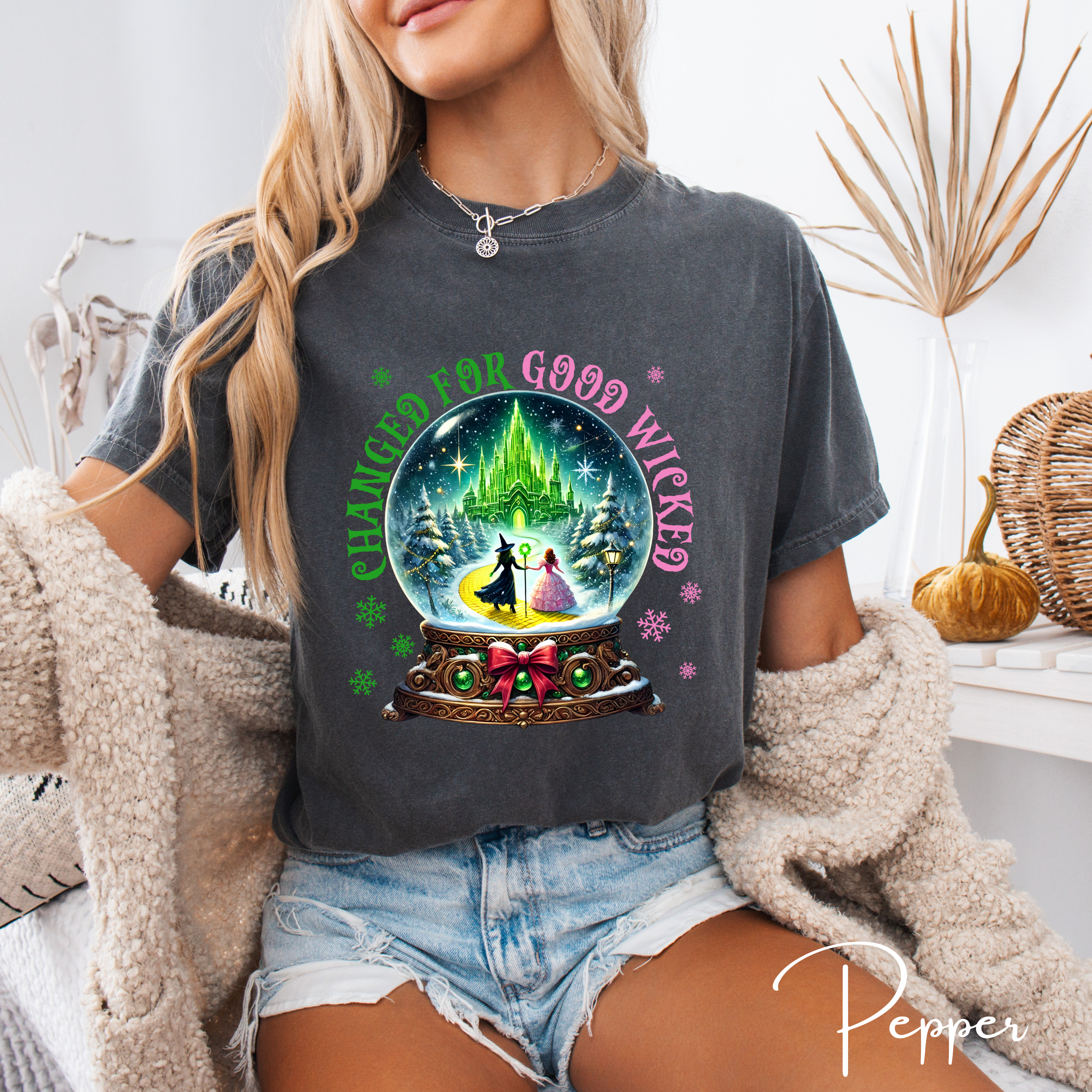 ❄️💚✨Changed for Good | Wicked Snow Globe Comfort Colors Tee | Emerald City Dreamscape | Comfort Colors 1717
