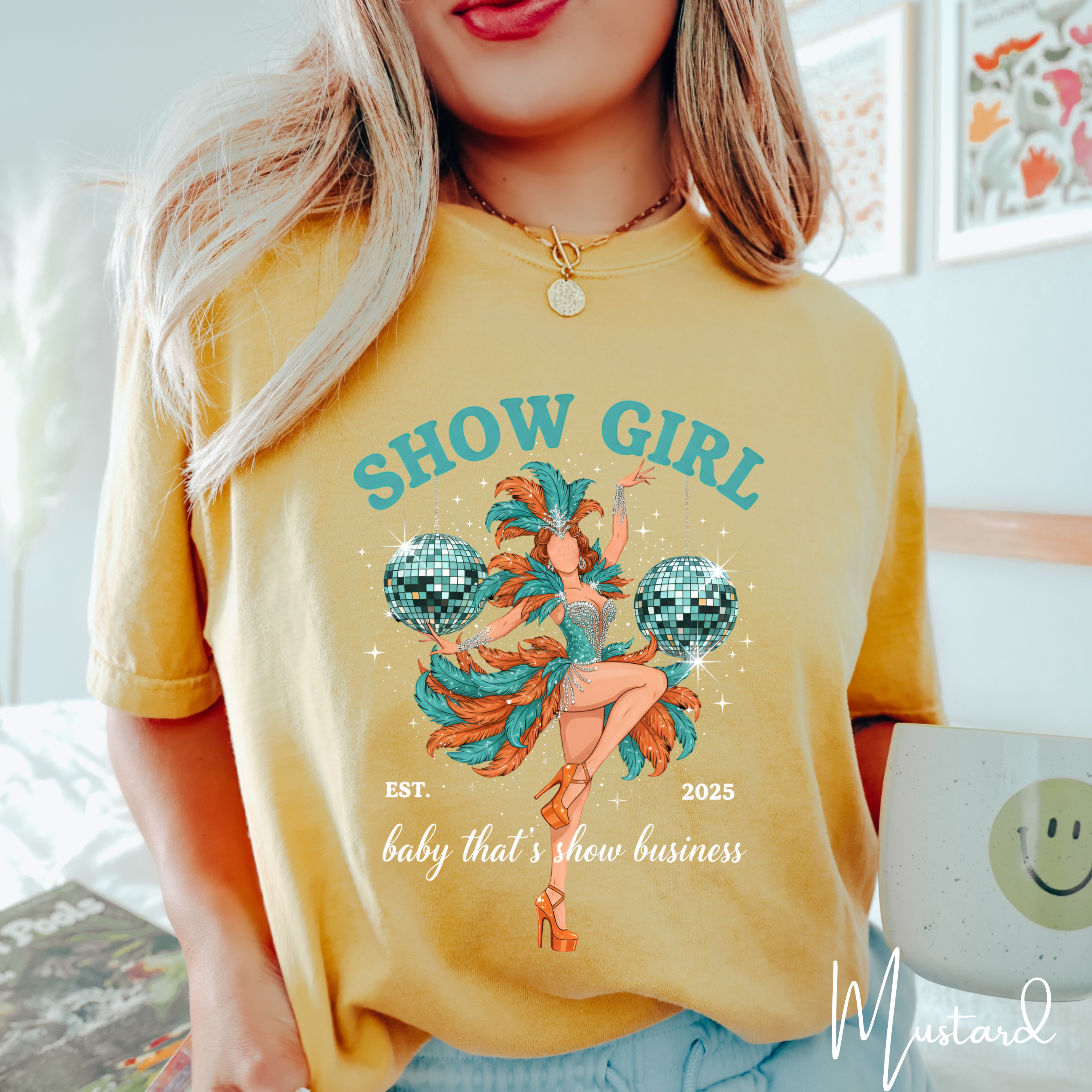 ✨🎀 In My Showgirls Era Comfort Colors T-Shirt – Retro Showgirl Aesthetic Tee with Mirrorballs • Est. 2025 Disco Graphic ✨🎀