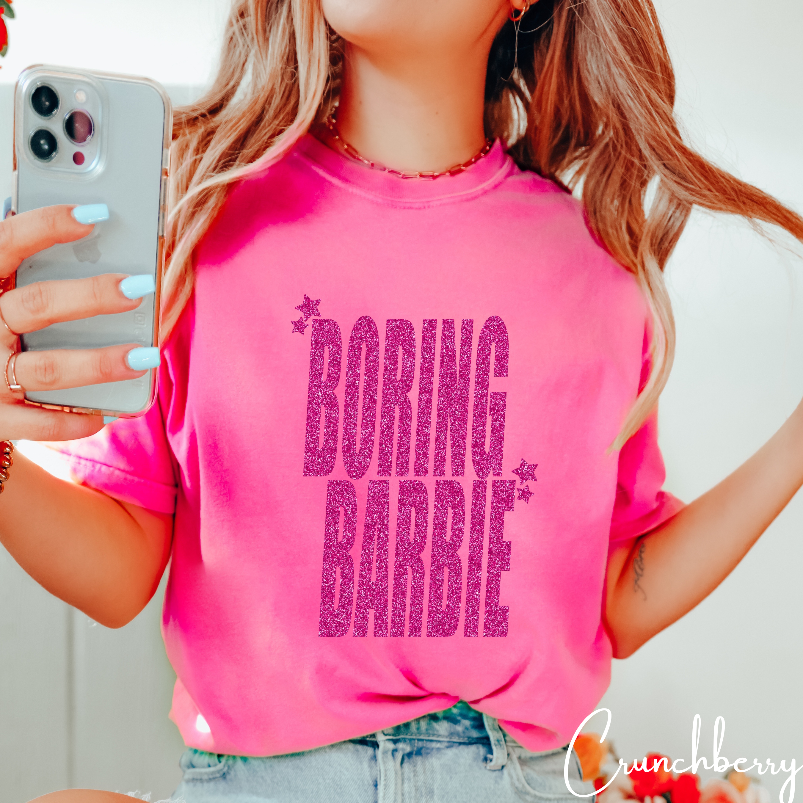✨💖 Boring Barbie Comfort Colors 1717 T-Shirt – Glitter-Style Graphic Tee for Adults 🎀 Retro Pop-Culture Aesthetic Comfort Colors 1717 Tshirt 🌟