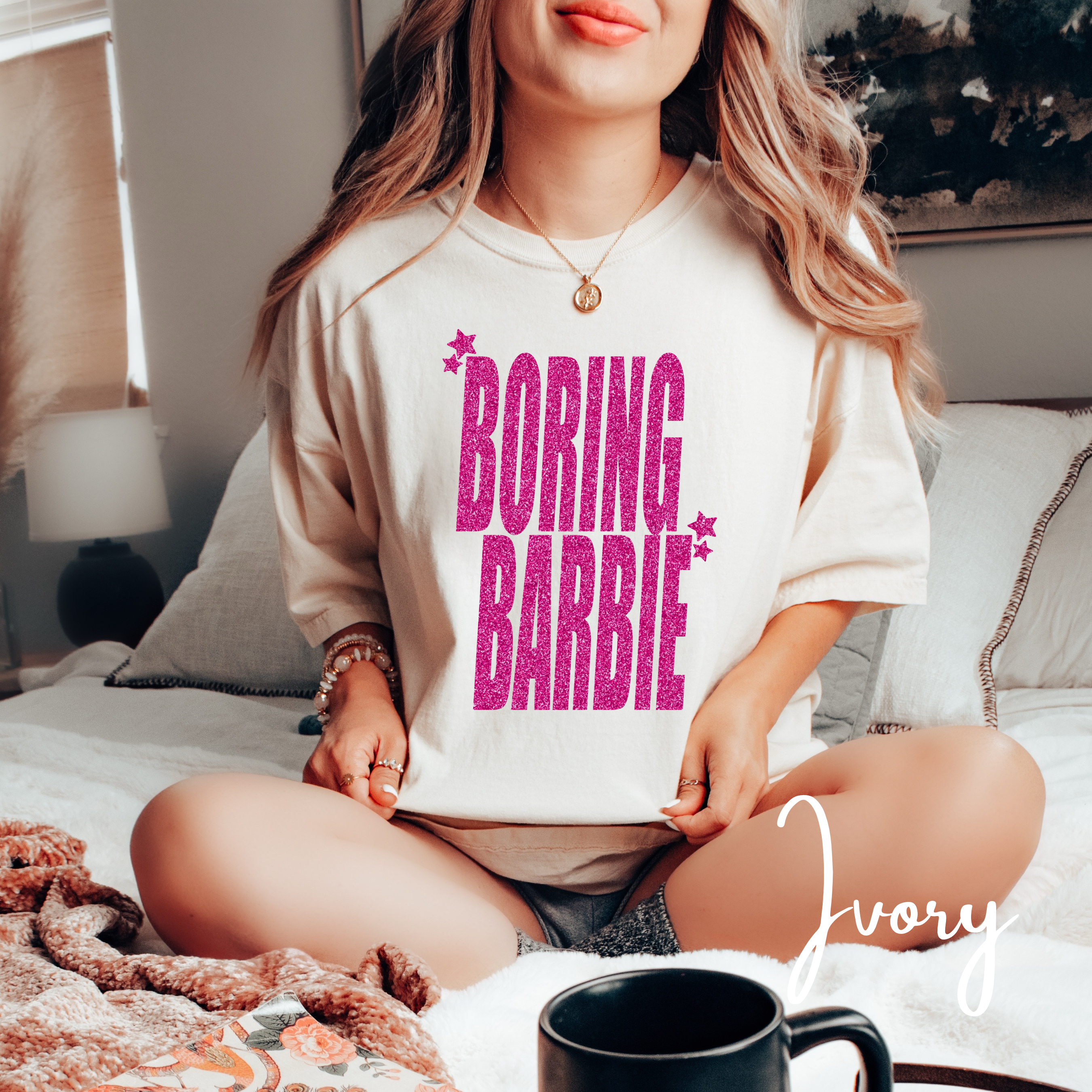 ✨💖 Boring Barbie Comfort Colors 1717 T-Shirt – Glitter-Style Graphic Tee for Adults 🎀 Retro Pop-Culture Aesthetic Comfort Colors 1717 Tshirt 🌟