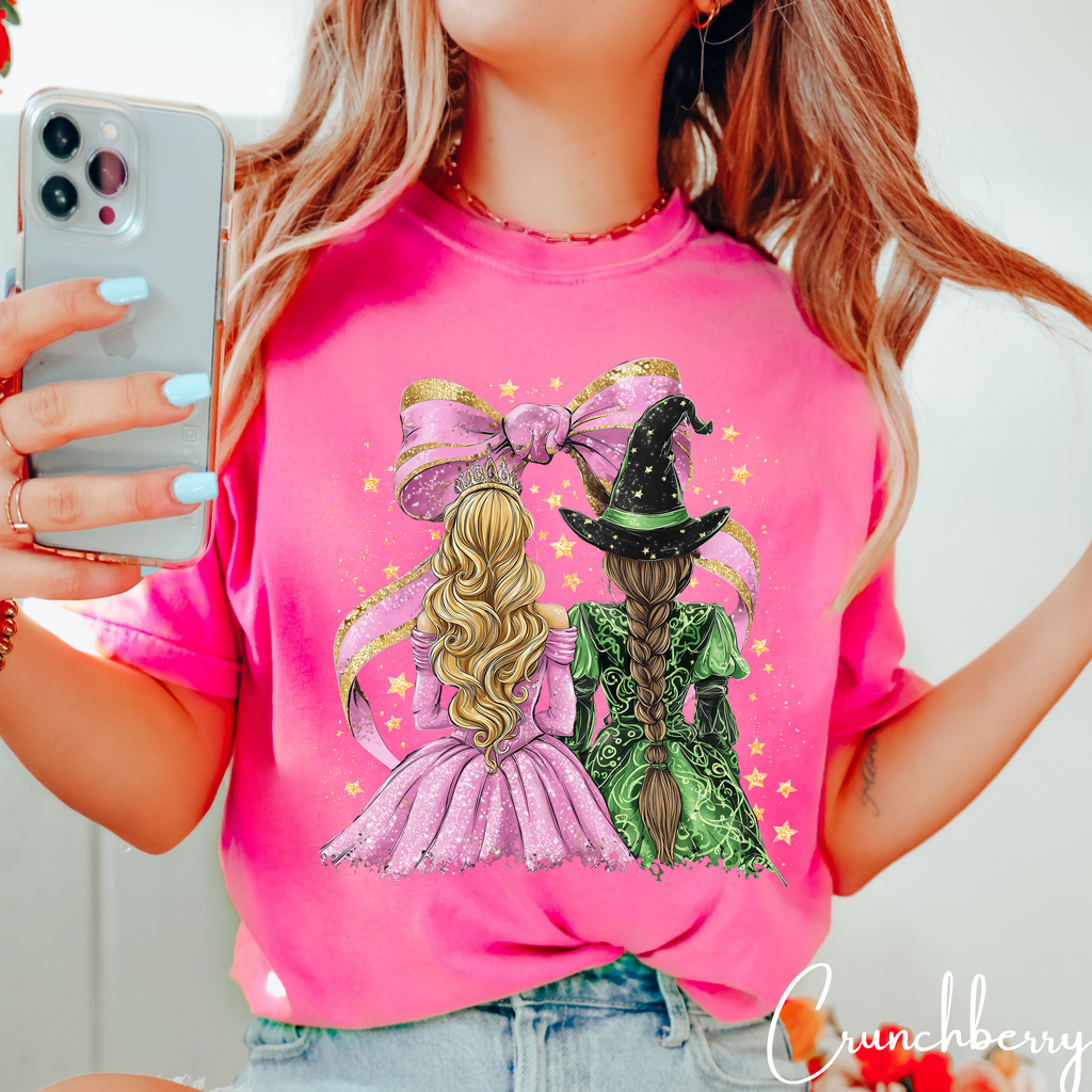 Comfort Colors 1717 Tee 💚✨ Glinda & Elphaba Inspired Design 👯‍♀️🎀 Coquette Bow Aesthetic Shirt