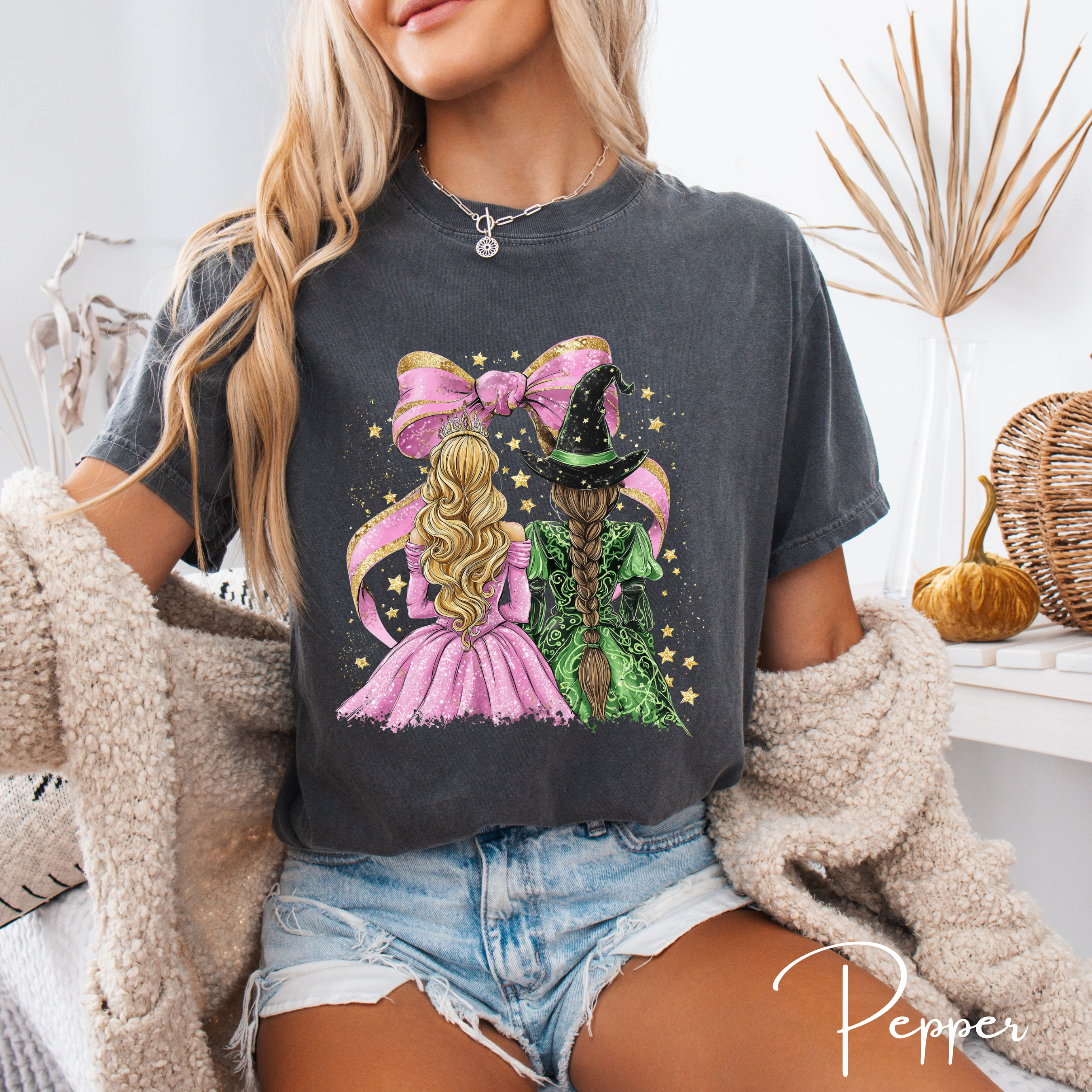 Comfort Colors 1717 Tee 💚✨ Glinda & Elphaba Inspired Design 👯‍♀️🎀 Coquette Bow Aesthetic Shirt