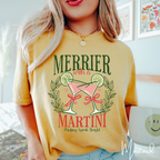 🍸✨ Merrier With a Martini Comfort Colors 1717 Tee – Making Spirits Bright Retro Christmas Cocktail Shirt 🎄💗