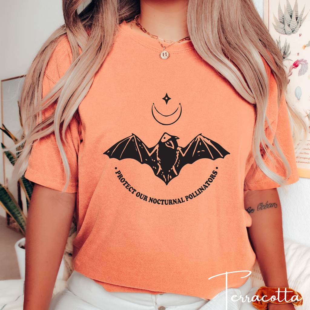 Protect Our Nocturnal Pollinators T-Shirt | Comfort Colors 1717 Bat Conservation Tee