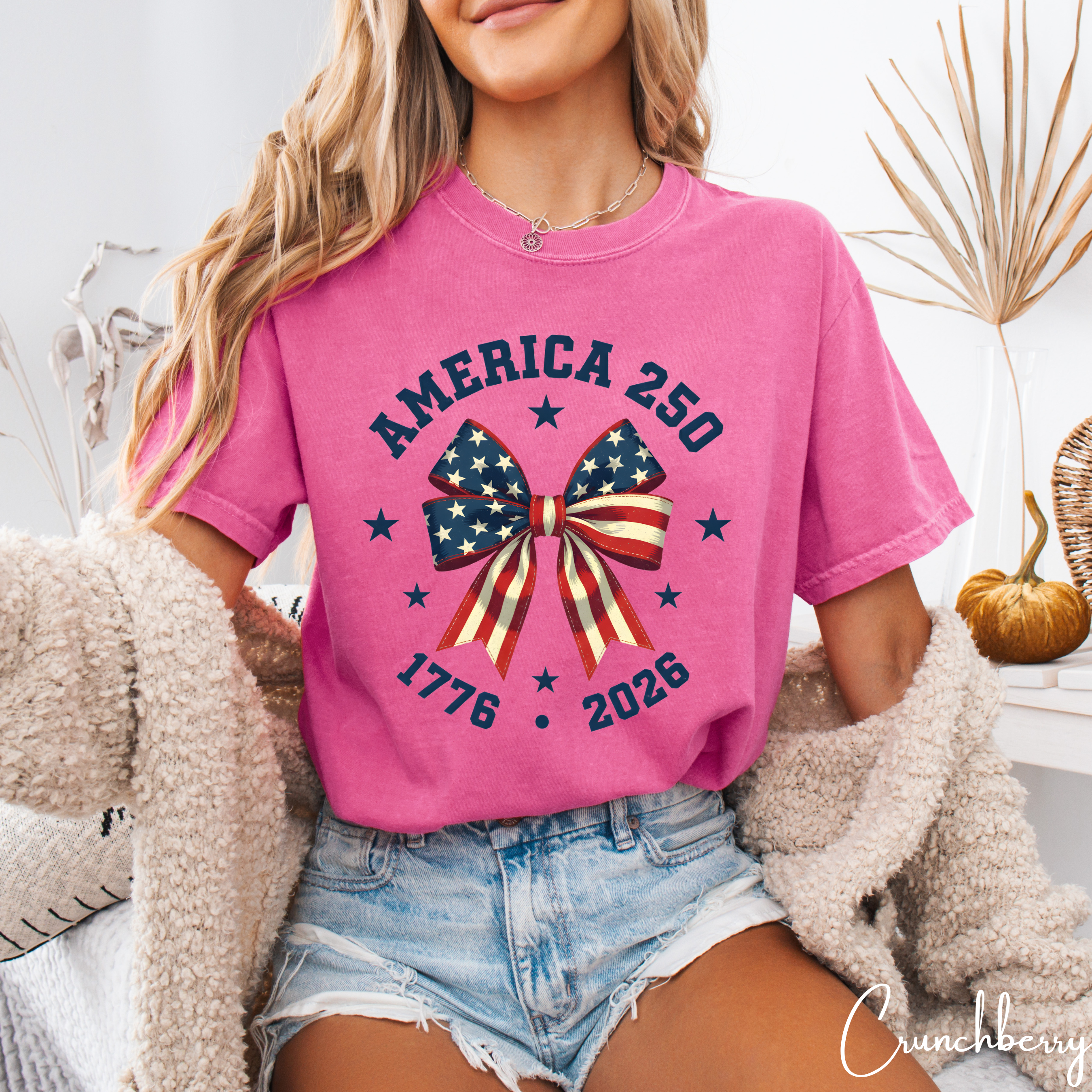 🇺🇸 America 250 Coquette Bow Comfort Colors T-Shirt | 1776–2026 Semiquincentennial Patriotic Tee 🎀