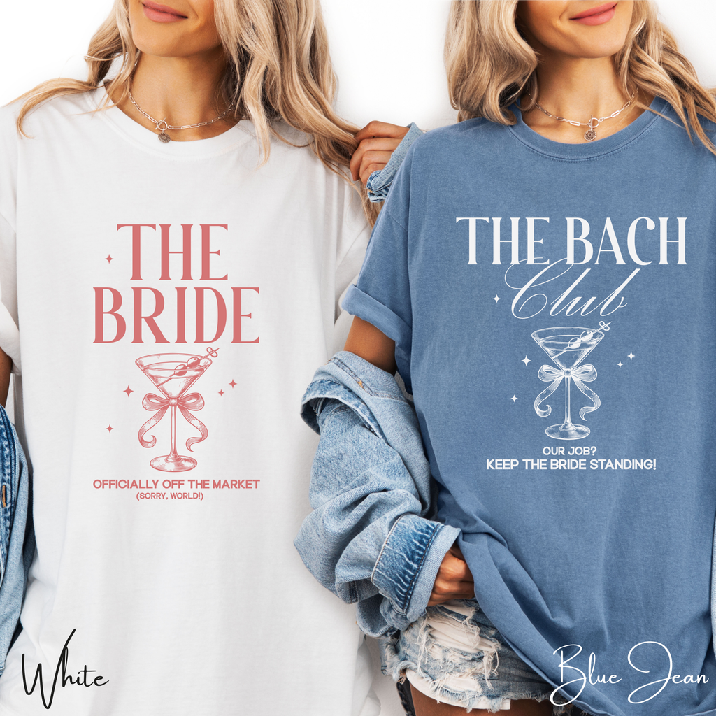🍹 Bachelorette Party Shirts 🍸 “The Bride” & “The Bach Party” – Martini Themed Comfort Colors 1717 Tshirts