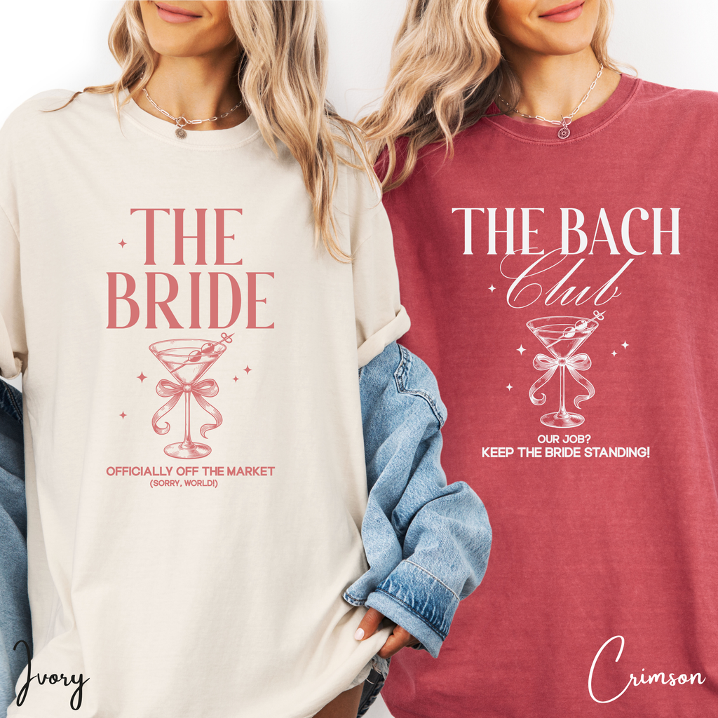 🍹 Bachelorette Party Shirts 🍸 “The Bride” & “The Bach Party” – Martini Themed Comfort Colors 1717 Tshirts
